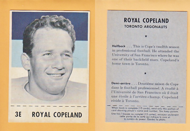 1956 CFL SHREDDED WHEAT FOOTBALL CARD ROYAL COPELAND photo 1956 CFL SHREDDED WHEAT FOOTBALL CARD ROYAL COPELAND photo