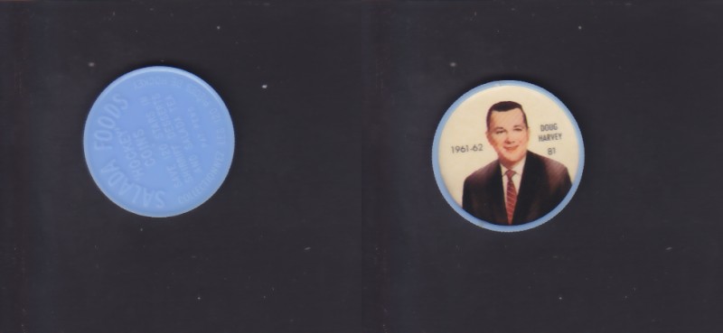 1961-62 SHIRRIFF/SALADA HOCKEY COIN #81 D.HARVEY photo 1961-62 SHIRRIFF/SALADA HOCKEY COIN #81 D.HARVEY photo
