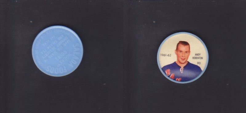 1961-62 SHIRRIFF/SALADA HOCKEY COIN #90 A.HEBENTON photo 1961-62 SHIRRIFF/SALADA HOCKEY COIN #90 A.HEBENTON photo