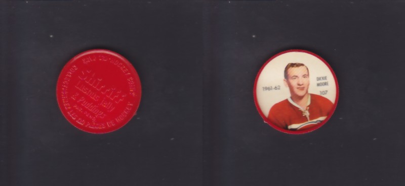 1961-62 SHIRRIFF/SALADA HOCKEY COIN #107 D.MOORE photo 1961-62 SHIRRIFF/SALADA HOCKEY COIN #107 D.MOORE photo