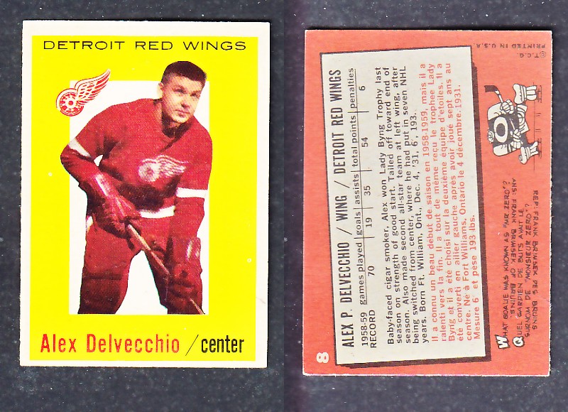 1960-61 TOPPS HOCKEY CARD A. DELVECCHIO # 8 photo 1960-61 TOPPS HOCKEY CARD A. DELVECCHIO # 8 photo