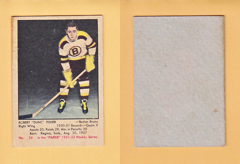 1951-52 PARKHURST HOCKEY CARD # 24 ROBERT FISHER photo 1951-52 PARKHURST HOCKEY CARD # 24 ROBERT FISHER photo
