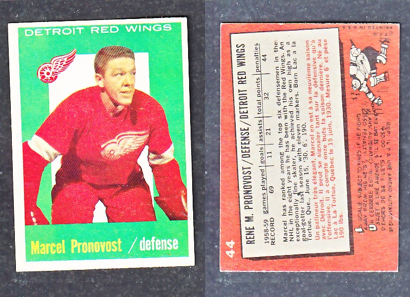 1960-61 TOPPS HOCKEY CARD M. PRONOVOST # 44 photo 1960-61 TOPPS HOCKEY CARD M. PRONOVOST # 44 photo