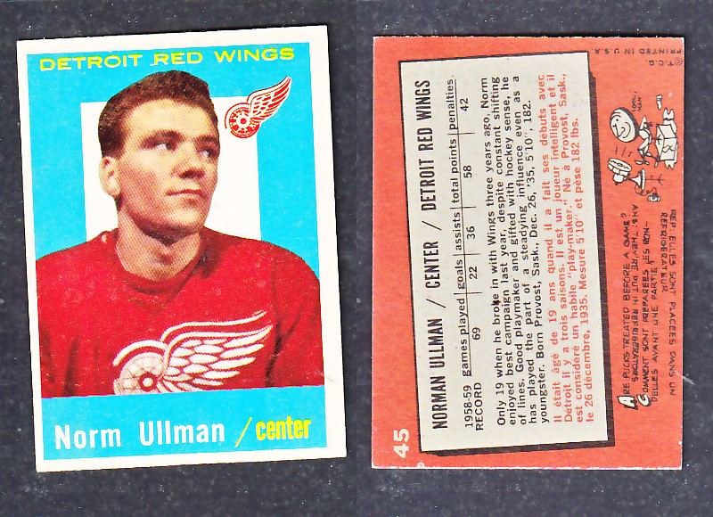 1960-61 TOPPS HOCKEY CARD N. ULLMAN # 45 photo 1960-61 TOPPS HOCKEY CARD N. ULLMAN # 45 photo