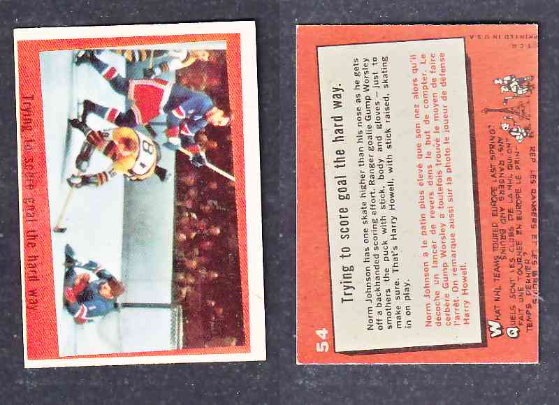 1960-61 TOPPS HOCKEY CARD N. JOHNSON, G. WORSLEY ACTION # 54 photo 1960-61 TOPPS HOCKEY CARD N. JOHNSON, G. WORSLEY ACTION # 54 photo