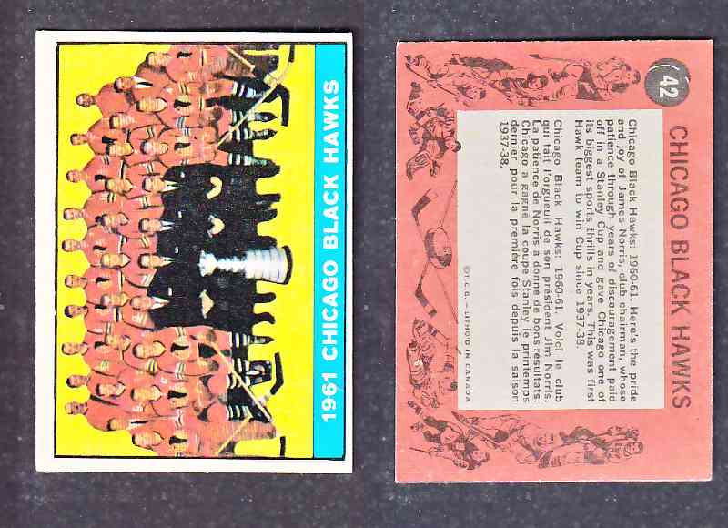 1961-62 TOPPS HOCKEY CARDCHICAGO BLACK HAWKS # 42 photo 1961-62 TOPPS HOCKEY CARDCHICAGO BLACK HAWKS # 42 photo