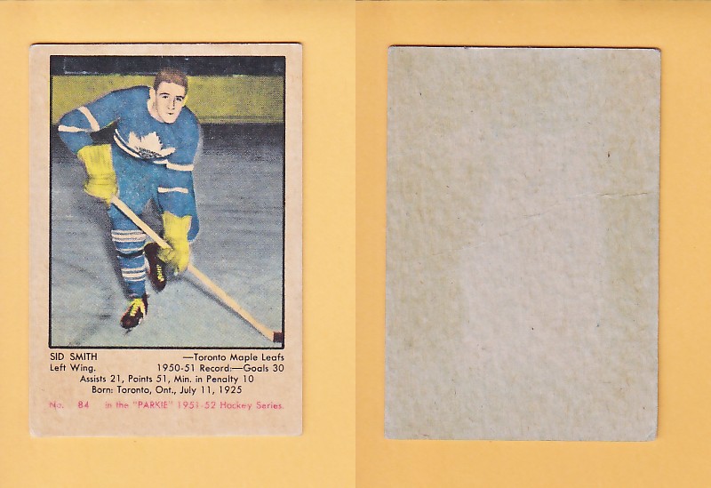 1951-52 PARKHURST HOCKEY CARD #84 SID SMITH photo 1951-52 PARKHURST HOCKEY CARD #84 SID SMITH photo