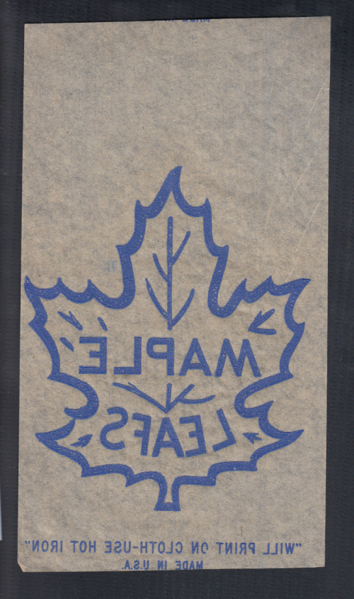 1950'S TORONTO MAPLE LEAFS LOGO TRANSFER photo 1950'S TORONTO MAPLE LEAFS LOGO TRANSFER photo
