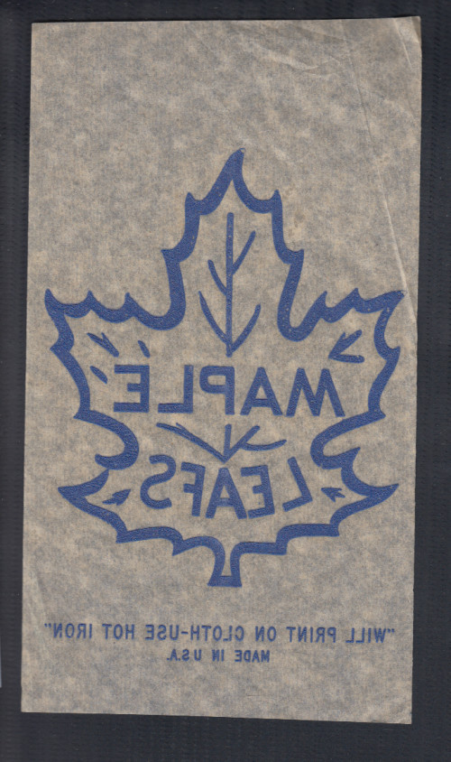 1950'S TORONTO MAPLE LEAFS LOGO TRANSFER photo 1950'S TORONTO MAPLE LEAFS LOGO TRANSFER photo