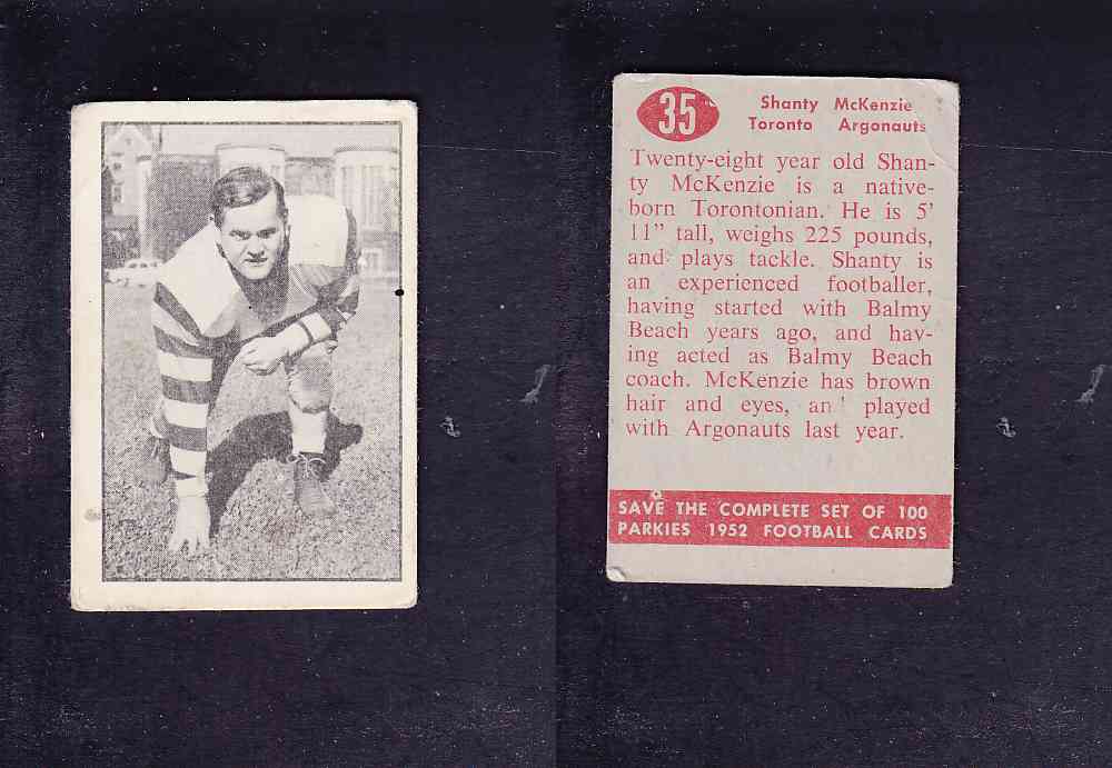 1952 CFL PARKHURST FOOTBALL CARD #35 S. MCKENZIE photo