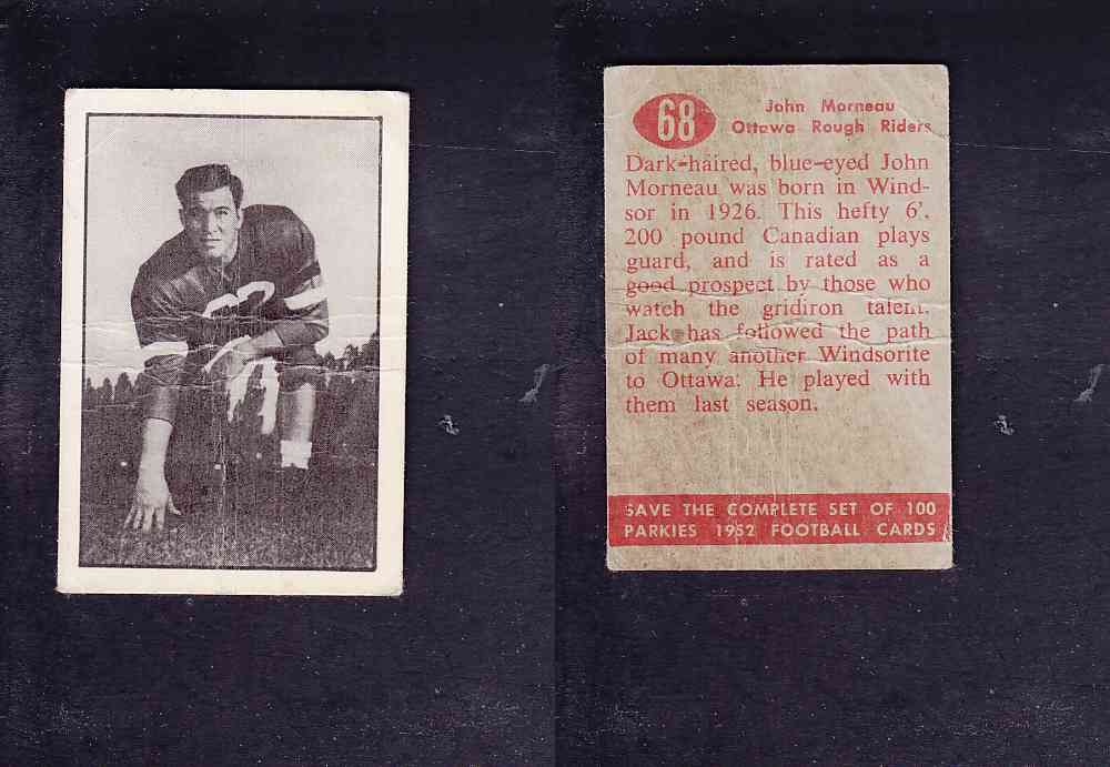 1952 CFL PARKHURST FOOTBALL CARD #68 J. MORNEAU photo 1952 CFL PARKHURST FOOTBALL CARD #68 J. MORNEAU photo