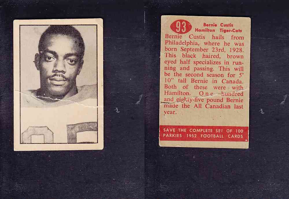 1952 CFL PARKHURST FOOTBALL CARD #93 B. CUSTIS photo
