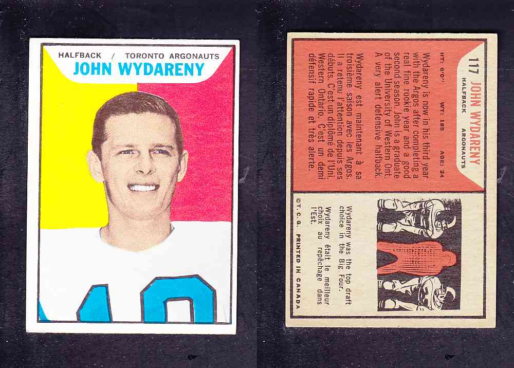1965 CFL TOPPS FOOTBALL CARD #117 J. WYDARENY photo 1965 CFL TOPPS FOOTBALL CARD #117 J. WYDARENY photo