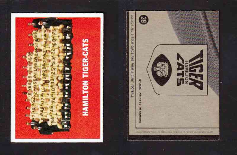 1964 CFL TOPPS FOOTBALL CARD #39 HAMILTON TIGER CATS TEAM photo 1964 CFL TOPPS FOOTBALL CARD #39 HAMILTON TIGER CATS TEAM photo