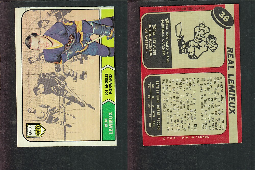 1968-69 O-PEE-CHEE HOCKEY CARD #36 R. LEMIEUX photo 1968-69 O-PEE-CHEE HOCKEY CARD #36 R. LEMIEUX photo