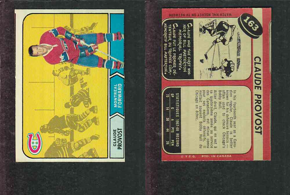 1968-69 O-PEE-CHEE HOCKEY CARD #163 C. PROVOST photo 1968-69 O-PEE-CHEE HOCKEY CARD #163 C. PROVOST photo