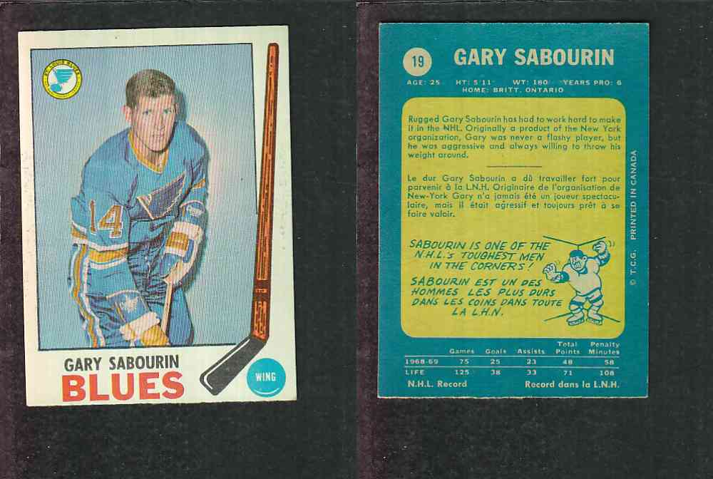1969-70 O-PEE-CHEE HOCKEY CARD #19 G. SABOURIN photo