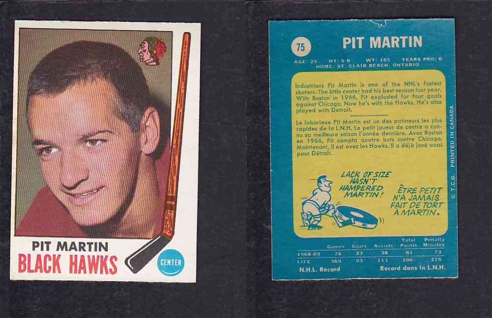 1969-70 O-PEE-CHEE HOCKEY CARD #75 P. MARTIN photo 1969-70 O-PEE-CHEE HOCKEY CARD #75 P. MARTIN photo