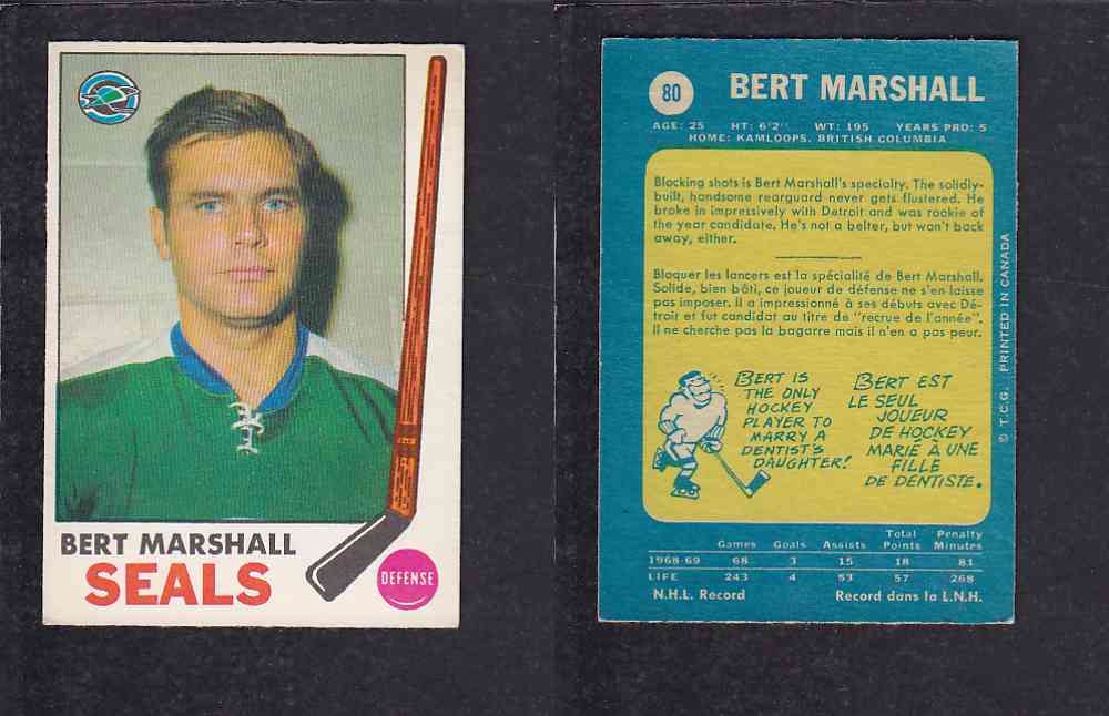 1969-70 O-PEE-CHEE HOCKEY CARD #80 B. MARSHALL photo 1969-70 O-PEE-CHEE HOCKEY CARD #80 B. MARSHALL photo