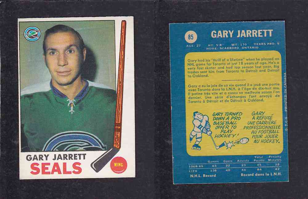 1969-70 O-PEE-CHEE HOCKEY CARD #85 G. JARRETT photo 1969-70 O-PEE-CHEE HOCKEY CARD #85 G. JARRETT photo