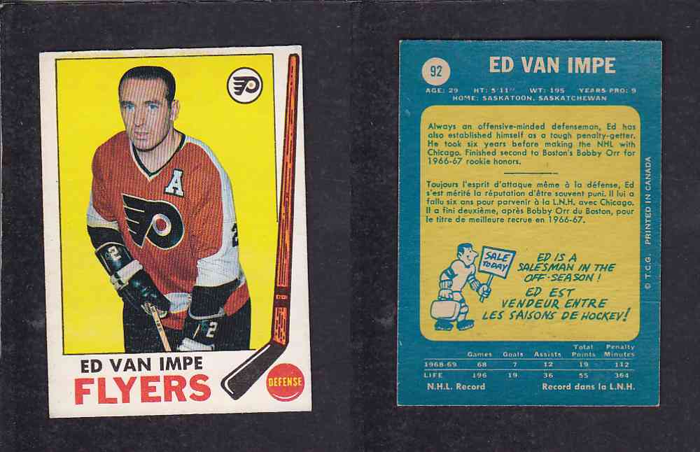 1969-70 O-PEE-CHEE HOCKEY CARD #92 E. VAN IMPE photo