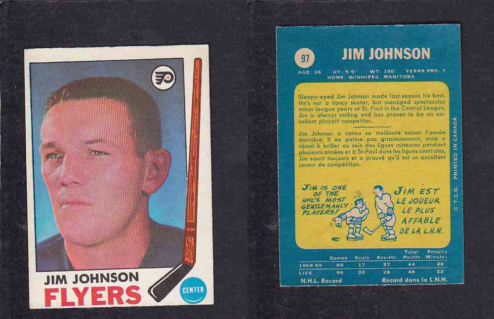 1969-70 O-PEE-CHEE HOCKEY CARD #97 J. JOHNSON photo 1969-70 O-PEE-CHEE HOCKEY CARD #97 J. JOHNSON photo