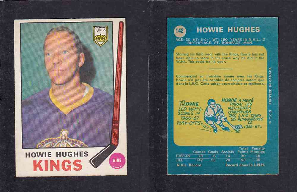 1969-70 O-PEE-CHEE HOCKEY CARD #142 H. HUGHES photo 1969-70 O-PEE-CHEE HOCKEY CARD #142 H. HUGHES photo