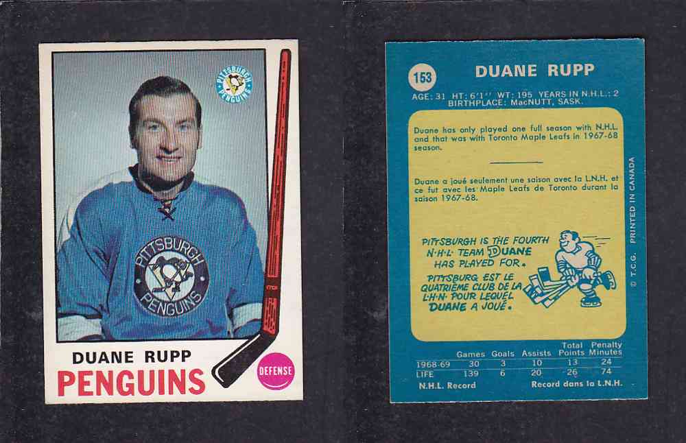 1969-70 O-PEE-CHEE HOCKEY CARD #153 D. RUPP photo 1969-70 O-PEE-CHEE HOCKEY CARD #153 D. RUPP photo