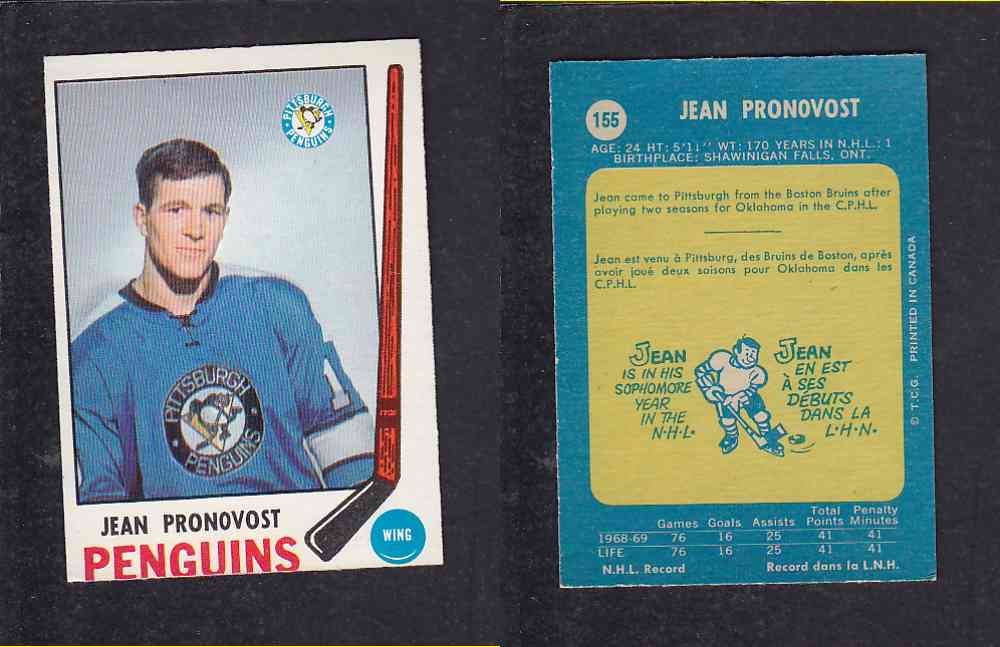 1969-70 O-PEE-CHEE HOCKEY CARD #155 J. PRONOVOST photo 1969-70 O-PEE-CHEE HOCKEY CARD #155 J. PRONOVOST photo