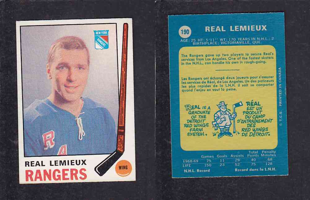 1969-70 O-PEE-CHEE HOCKEY CARD #190 R. LEMIEUX photo