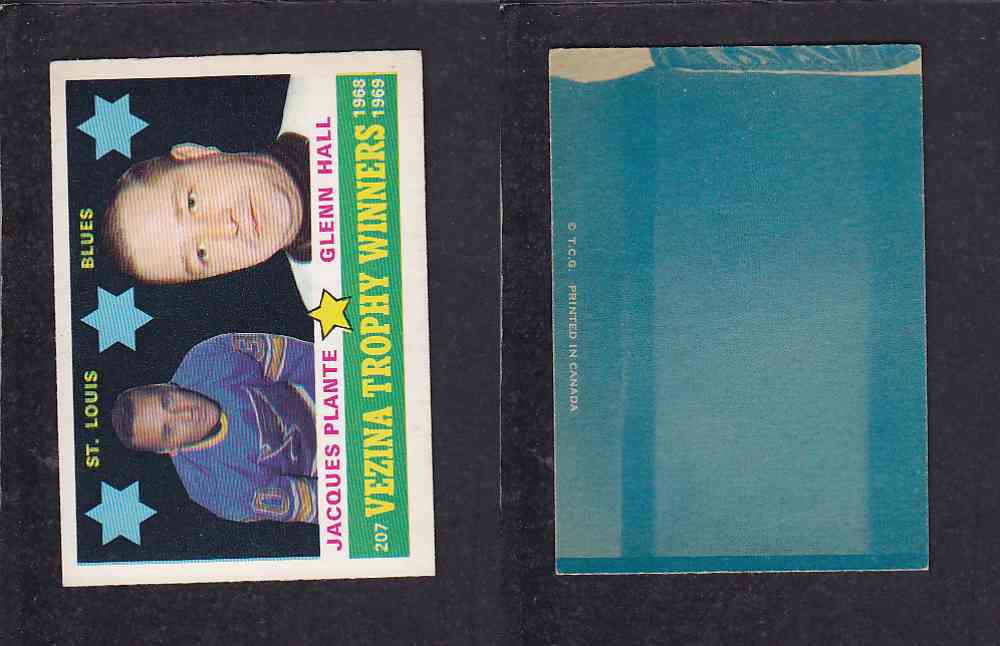 1969-70 O-PEE-CHEE HOCKEY CARD #207 J. PLANTE & G. HALL photo 1969-70 O-PEE-CHEE HOCKEY CARD #207 J. PLANTE & G. HALL photo