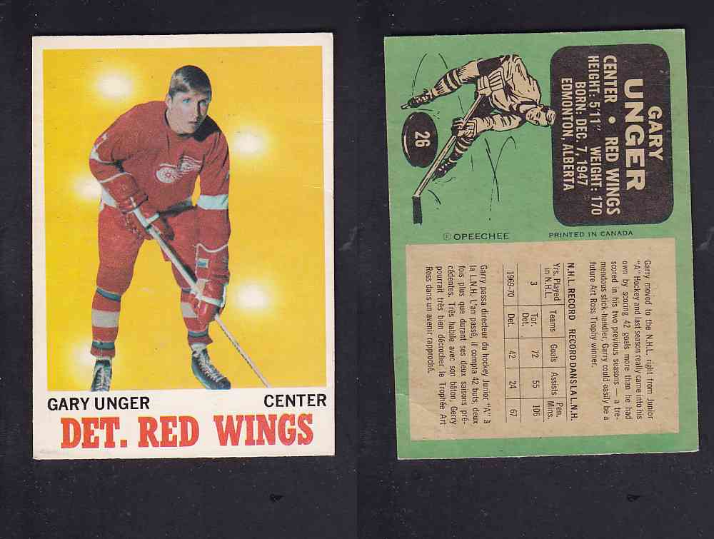1970-71 O-PEE-CHEE HOCKEY CARD #26 G. UNGER photo 1970-71 O-PEE-CHEE HOCKEY CARD #26 G. UNGER photo