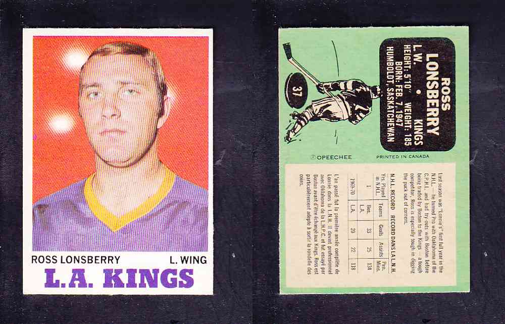 1970-71 O-PEE-CHEE HOCKEY CARD #37 R. LONSBERRY photo 1970-71 O-PEE-CHEE HOCKEY CARD #37 R. LONSBERRY photo