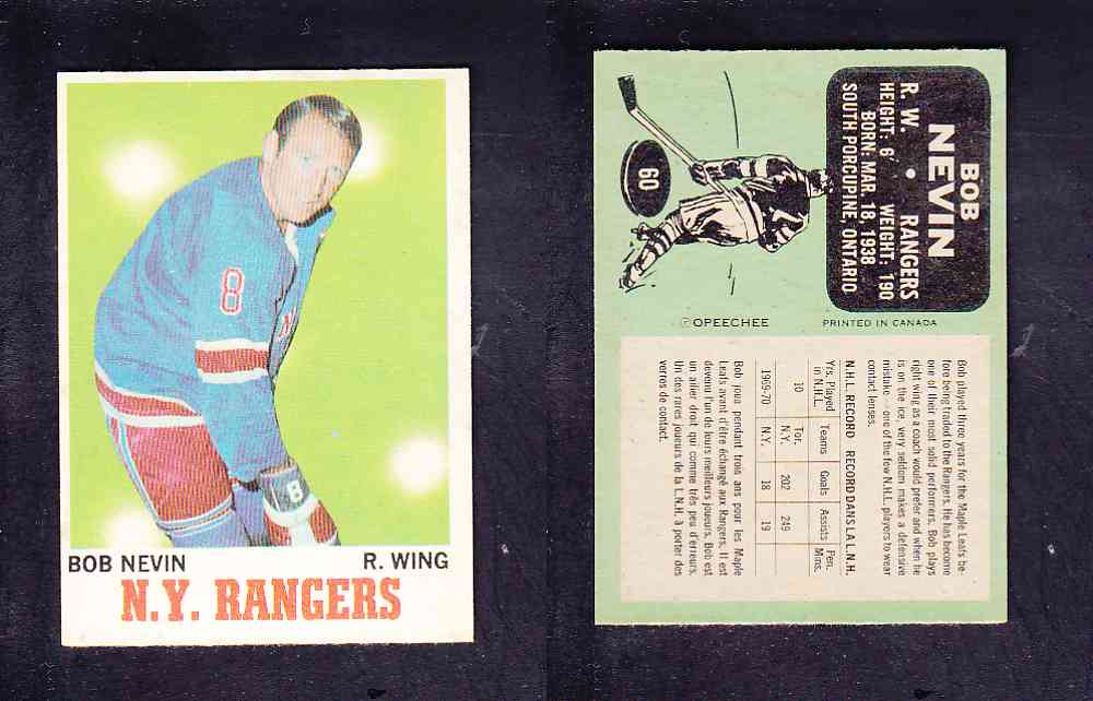 1970-71 O-PEE-CHEE HOCKEY CARD #60 B. NEVIN photo