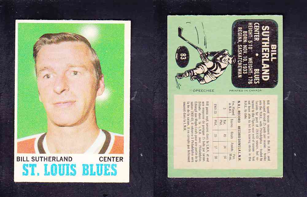 1970-71 O-PEE-CHEE HOCKEY CARD #83 B. SUTHERLAND photo 1970-71 O-PEE-CHEE HOCKEY CARD #83 B. SUTHERLAND photo