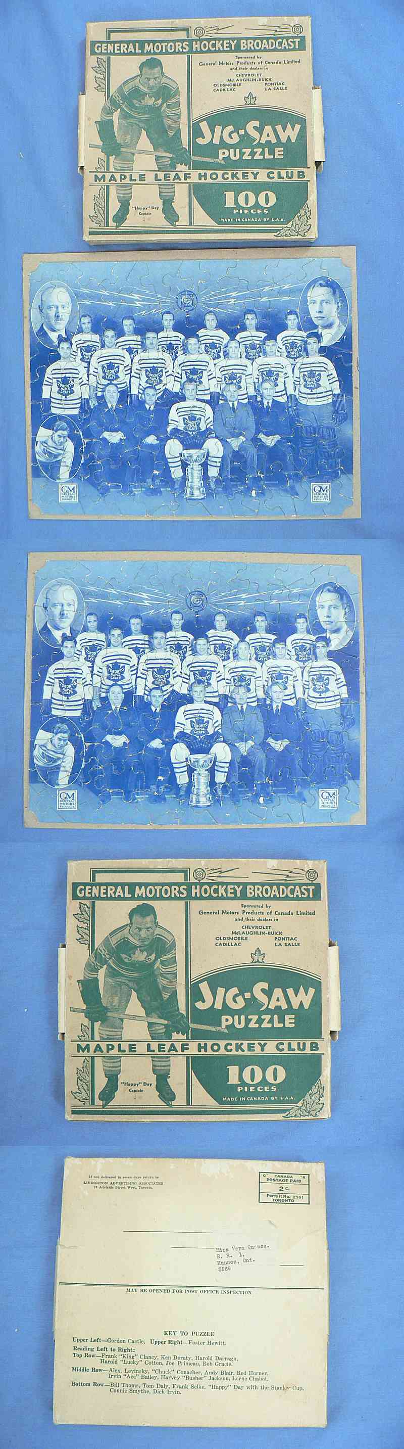 1932-33 JIG-SAW TORONTO MAPLE LEAFS PUZZLE & BOX photo 1932-33 JIG-SAW TORONTO MAPLE LEAFS PUZZLE & BOX photo