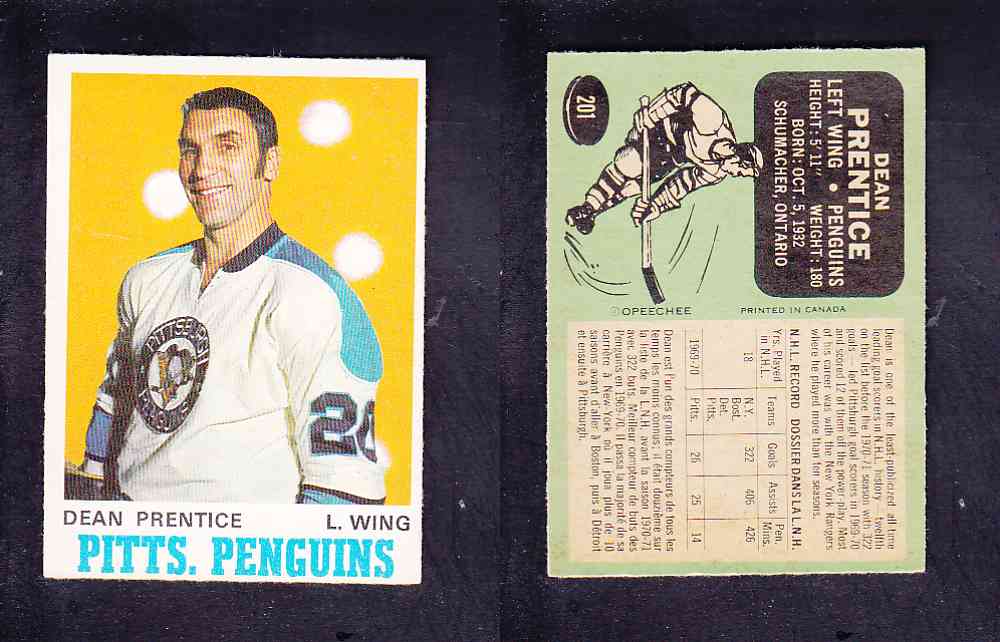 1970-71 O-PEE-CHEE HOCKEY CARD #201 D. PRENTICE photo 1970-71 O-PEE-CHEE HOCKEY CARD #201 D. PRENTICE photo