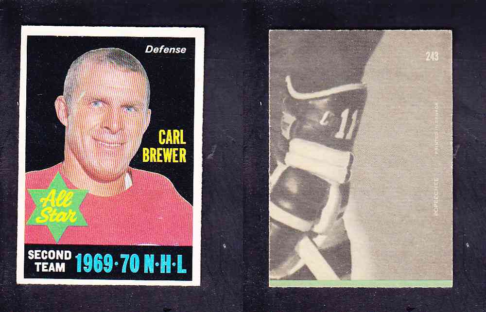 1970-71 O-PEE-CHEE HOCKEY CARD #243 C. BREWER photo 1970-71 O-PEE-CHEE HOCKEY CARD #243 C. BREWER photo