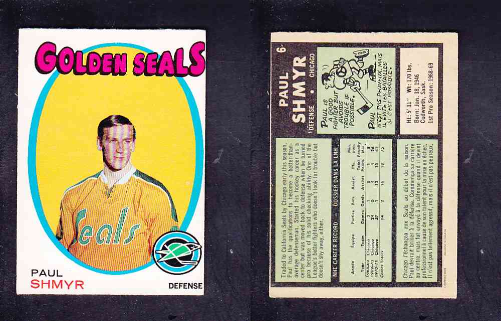 1971-72 O-PEE-CHEE HOCKEY CARD #6 P. SHMYR photo 1971-72 O-PEE-CHEE HOCKEY CARD #6 P. SHMYR photo