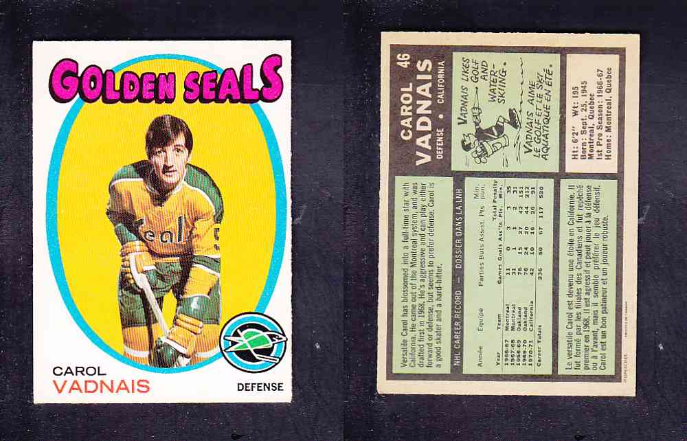 1971-72 O-PEE-CHEE HOCKEY CARD #46 C. VADNAIS photo 1971-72 O-PEE-CHEE HOCKEY CARD #46 C. VADNAIS photo