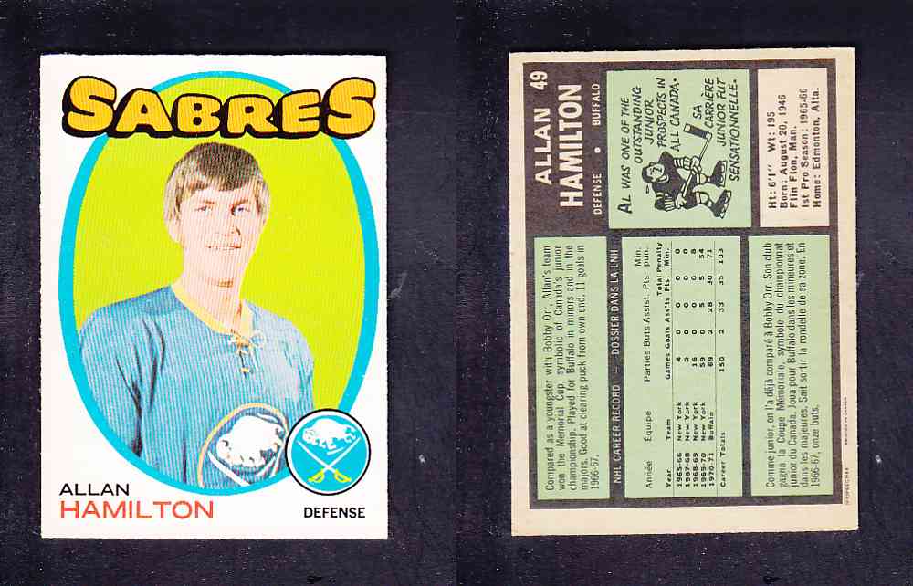 1971-72 O-PEE-CHEE HOCKEY CARD #49 A. HAMILTON photo 1971-72 O-PEE-CHEE HOCKEY CARD #49 A. HAMILTON photo