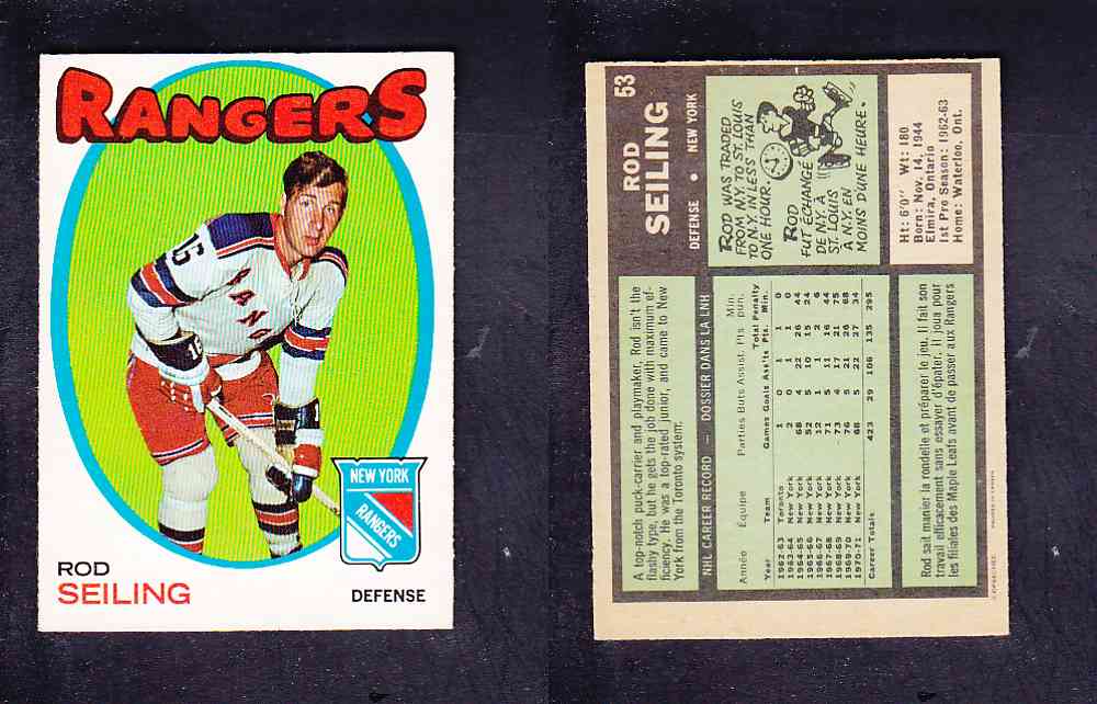 1971-72 O-PEE-CHEE HOCKEY CARD #53 R. SEILING photo 1971-72 O-PEE-CHEE HOCKEY CARD #53 R. SEILING photo