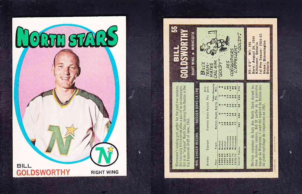1971-72 O-PEE-CHEE HOCKEY CARD #55 B. GOLDSWORTHY photo 1971-72 O-PEE-CHEE HOCKEY CARD #55 B. GOLDSWORTHY photo