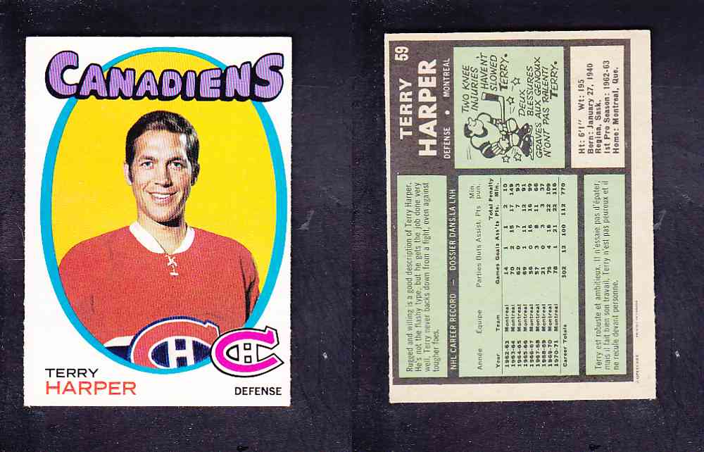 1971-72 O-PEE-CHEE HOCKEY CARD #59 T. HARPER photo 1971-72 O-PEE-CHEE HOCKEY CARD #59 T. HARPER photo