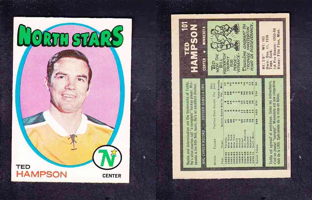1971-72 O-PEE-CHEE HOCKEY CARD #101 T. HAMPSON photo