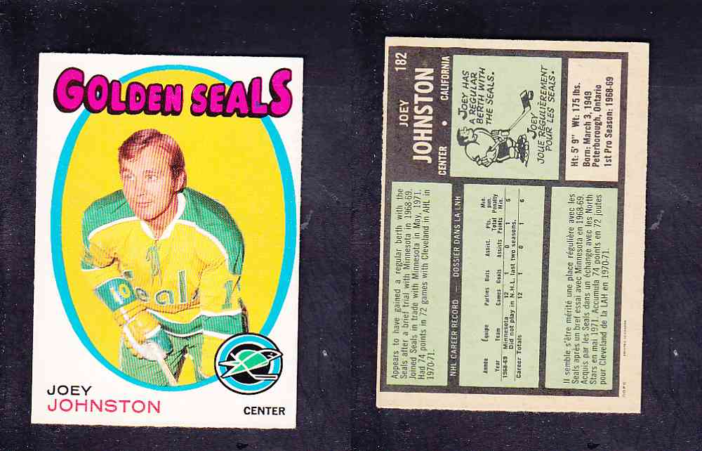1971-72 O-PEE-CHEE HOCKEY CARD #182 J. JOHNSTON photo