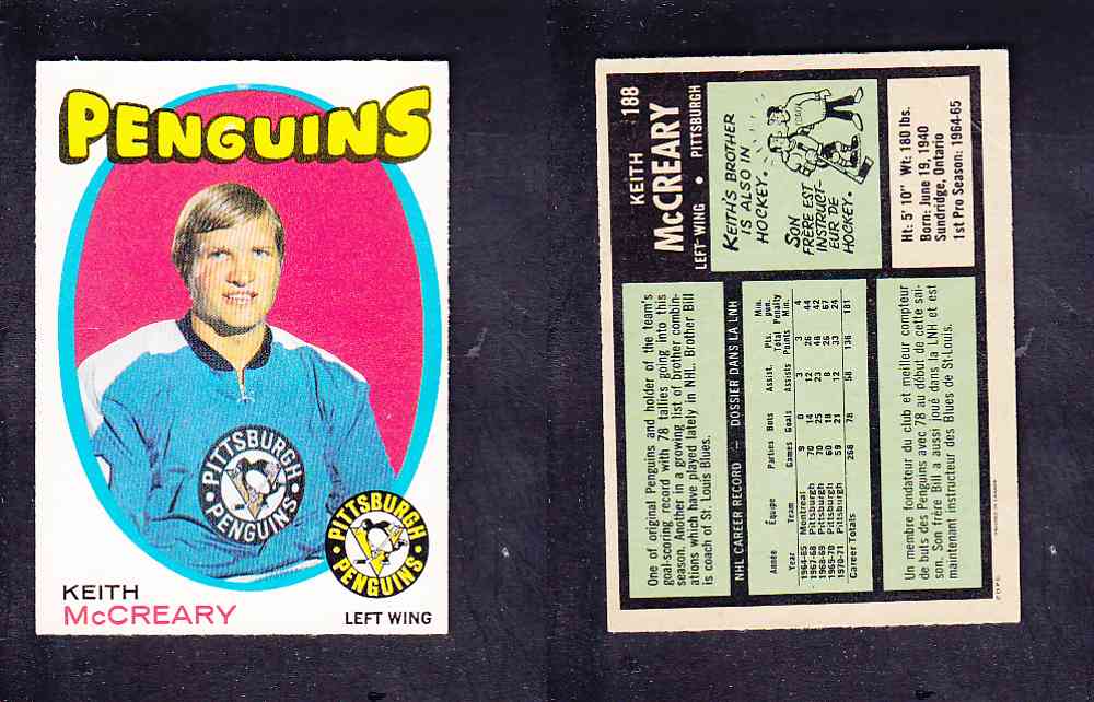 1971-72 O-PEE-CHEE HOCKEY CARD #188 K. MCCREARY photo