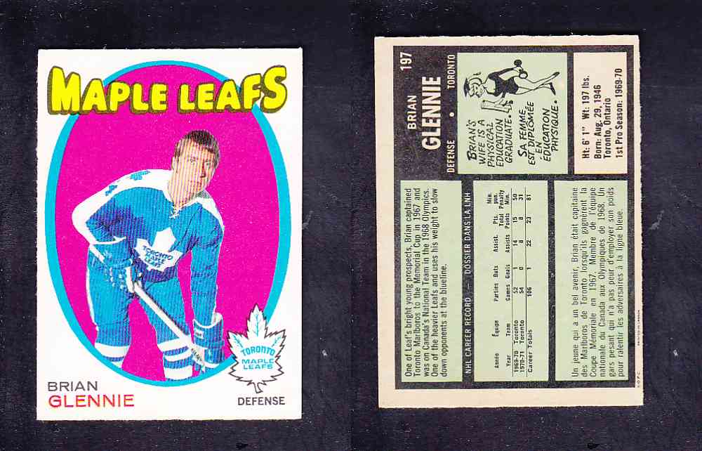 1971-72 O-PEE-CHEE HOCKEY CARD #197 B. GLENNIE photo