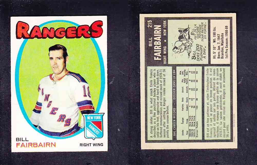 1971-72 O-PEE-CHEE HOCKEY CARD #215 B. FAIRBAIRN photo 1971-72 O-PEE-CHEE HOCKEY CARD #215 B. FAIRBAIRN photo