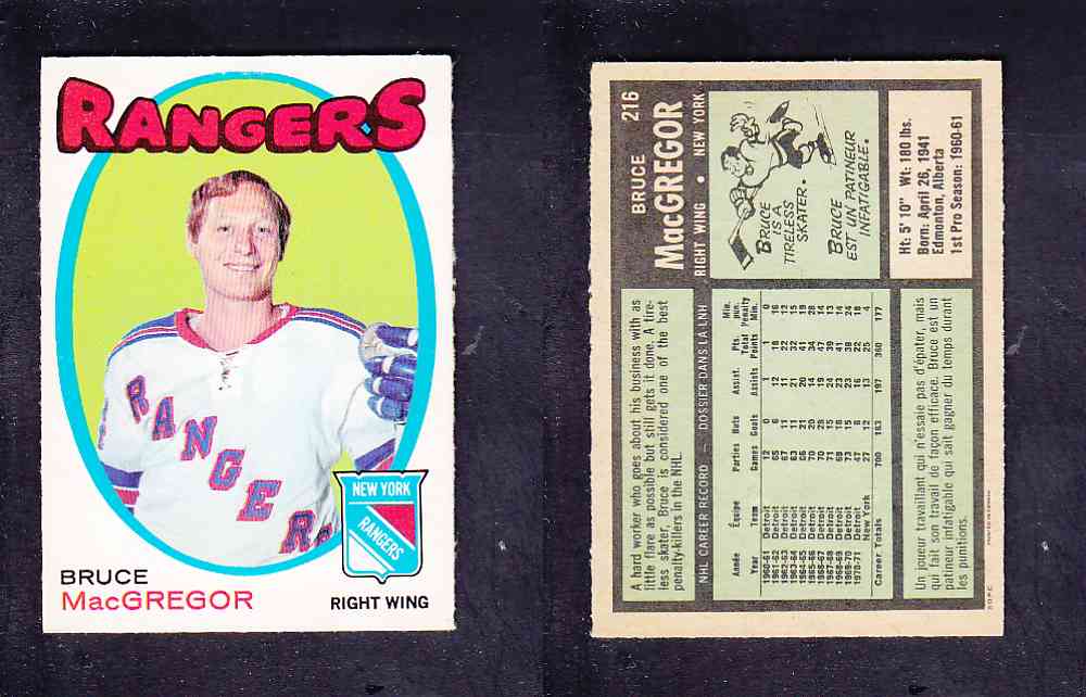 1971-72 O-PEE-CHEE HOCKEY CARD #216 B. MACGREGOR photo 1971-72 O-PEE-CHEE HOCKEY CARD #216 B. MACGREGOR photo